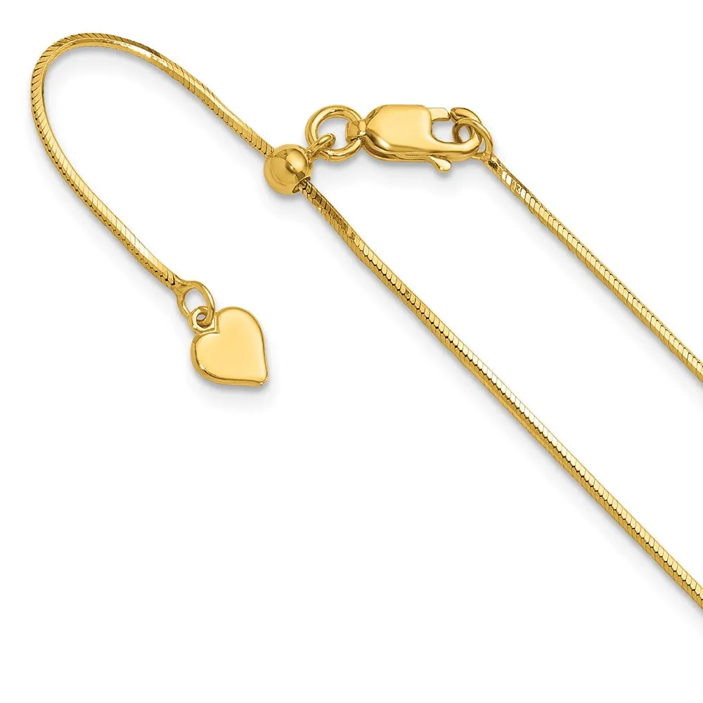 Sterling Silver Gold-plated Adjustable 1mm Dimond-cut Square Snake Chain