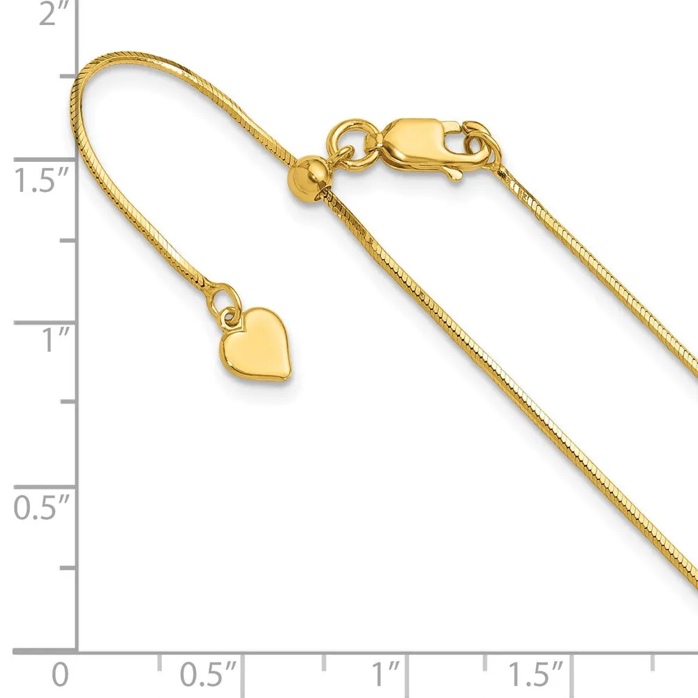 Sterling Silver Gold-plated Adjustable 1mm Dimond-cut Square Snake Chain