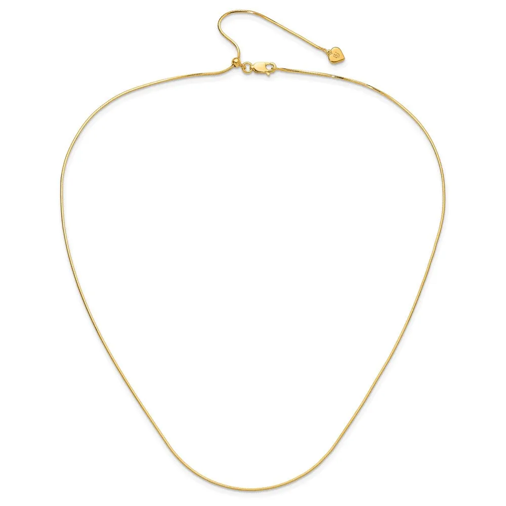 Sterling Silver Gold-plated Adjustable 1mm Dimond-cut Square Snake Chain