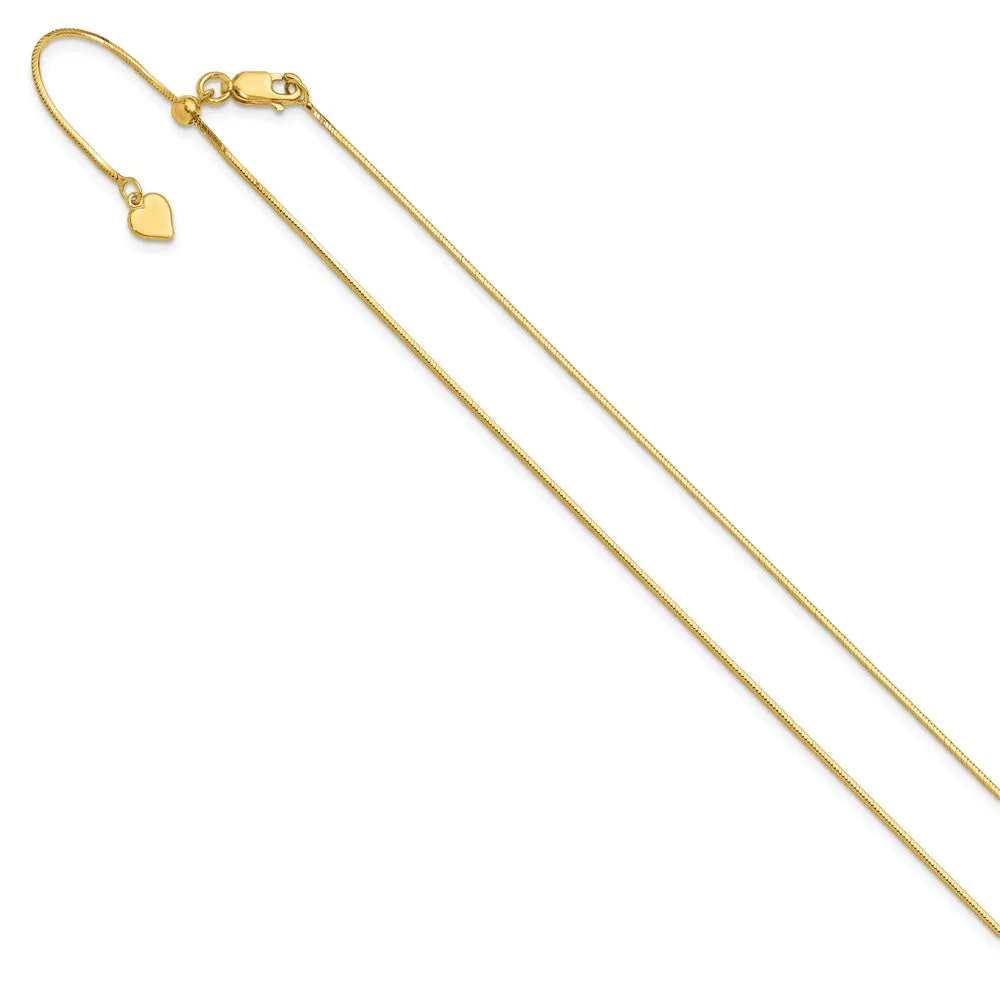 Sterling Silver Gold-plated Adjustable 1mm Dimond-cut Square Snake Chain