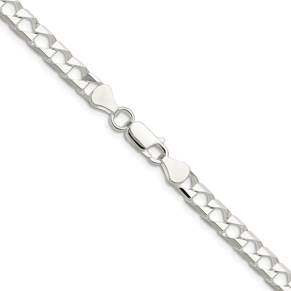 Sterling Silver Polished and Dimond-cut 5.75mm Flat Curb Link Chain