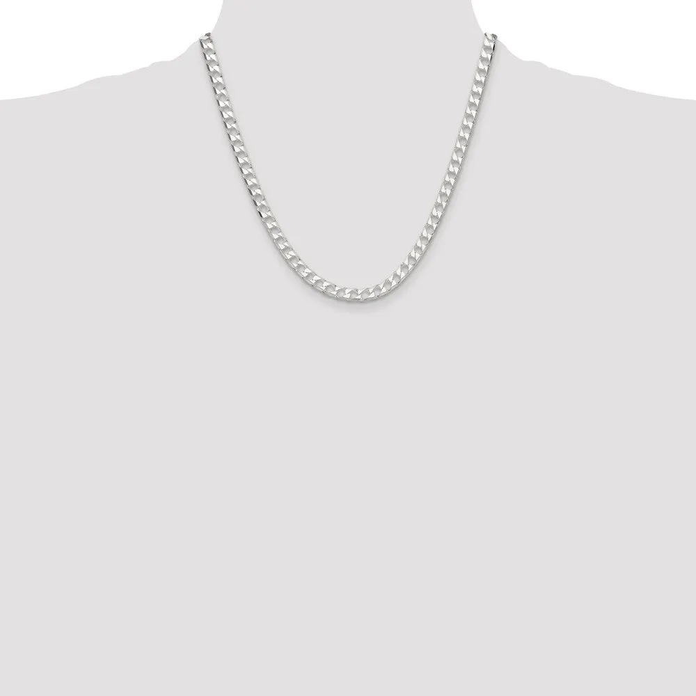 Sterling Silver Polished and Dimond-cut 5.75mm Flat Curb Link Chain