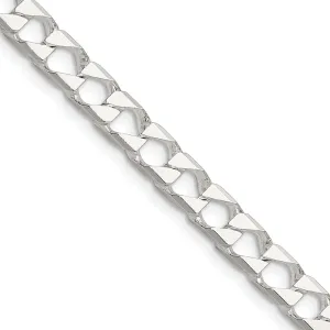 Sterling Silver Polished and Dimond-cut 5.75mm Flat Curb Link Chain