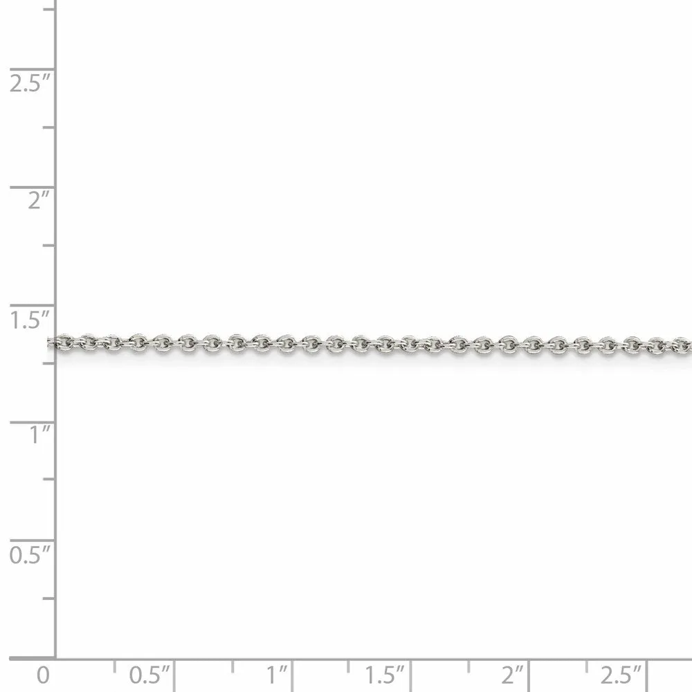 Sterling Silver Rhodium-plated 1.95mm Cable Chain