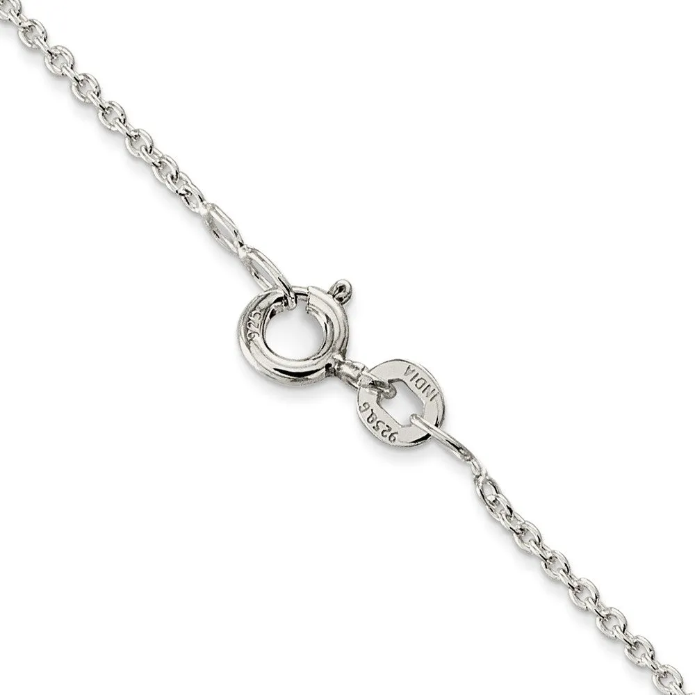 Sterling Silver Rhodium-plated 1mm Cable Chain
