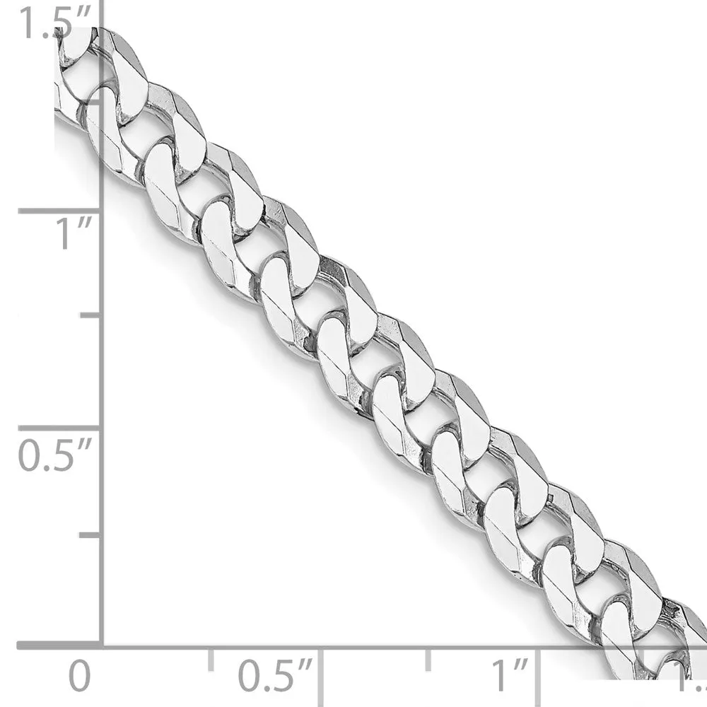Sterling Silver Rhodium-plated 6mm Beveled Curb Chain