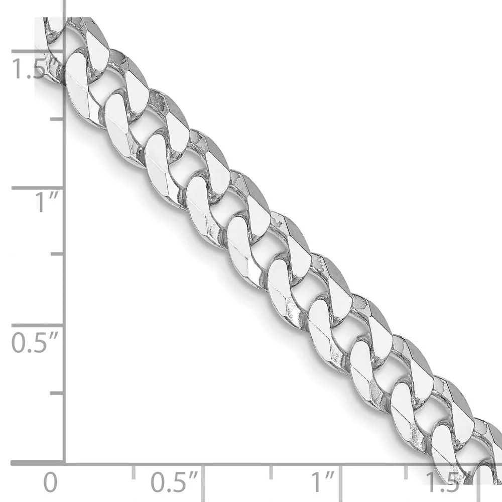 Sterling Silver Rhodium-plated 7mm Beveled Curb Chain