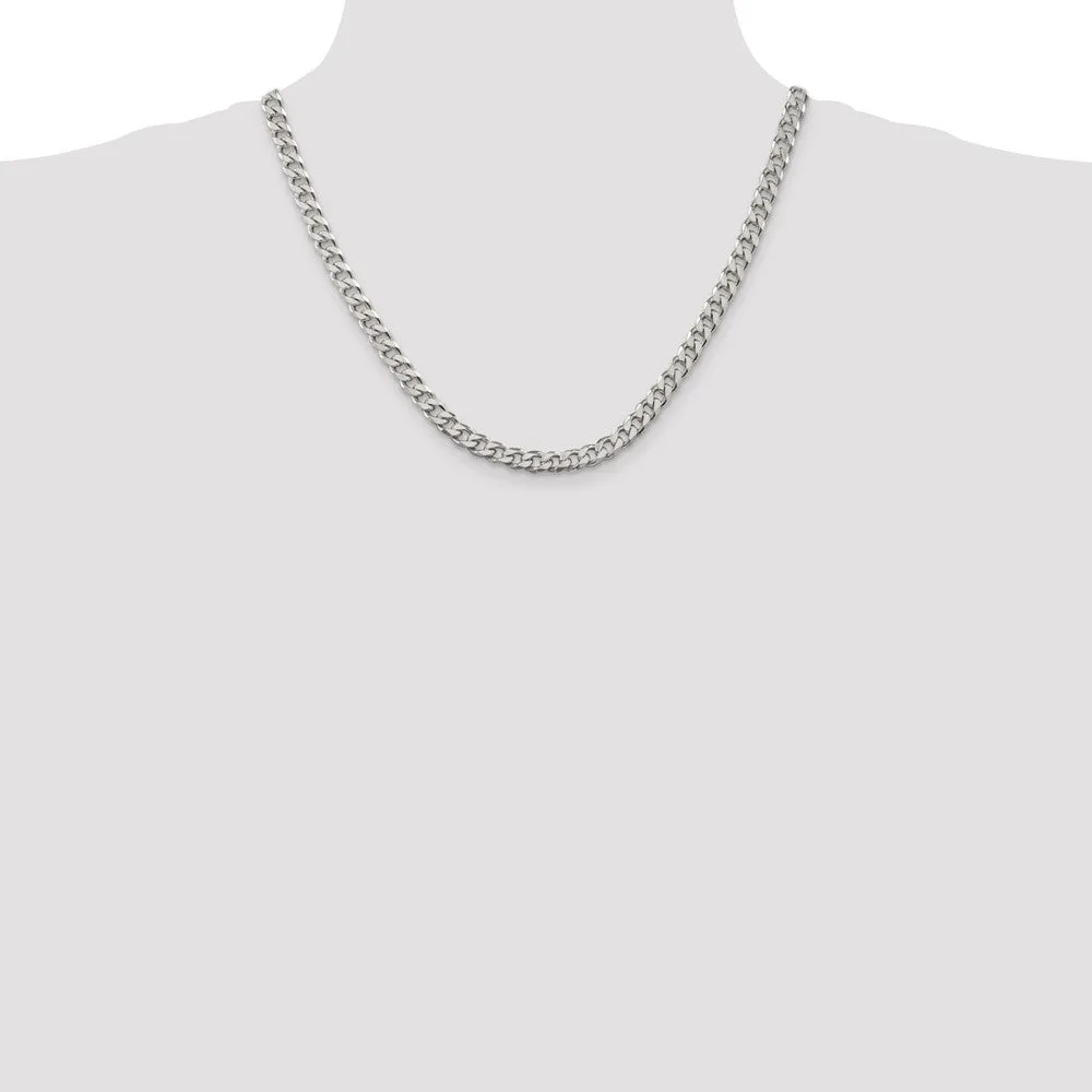 Sterling Silver Rhodium-plated 7mm Curb Chain