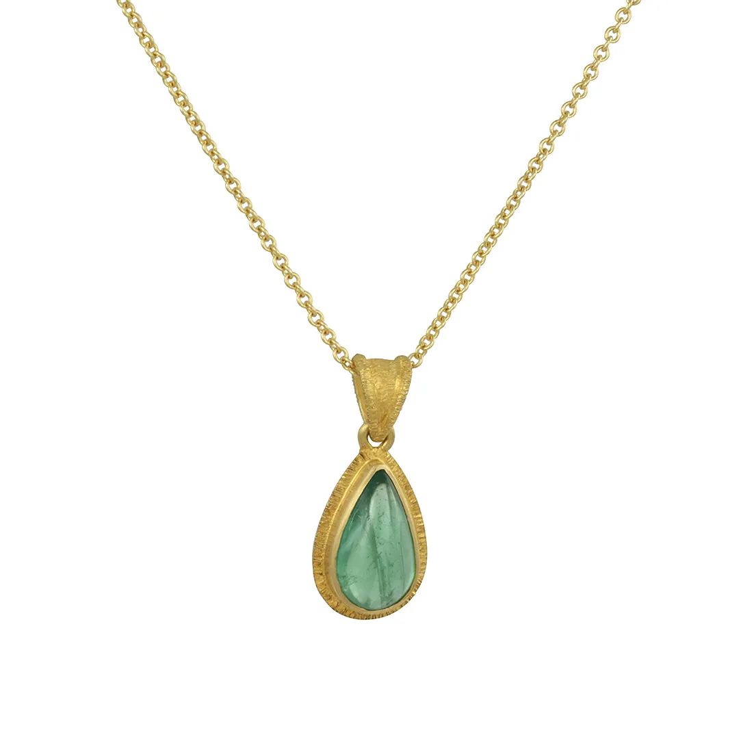 Steven Battelle - Cabochon Teardrop Tsavorite Pendant
