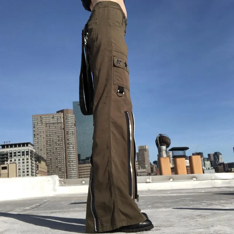 Streetwear Ribbon Zipper Jeans Women Spring 2022