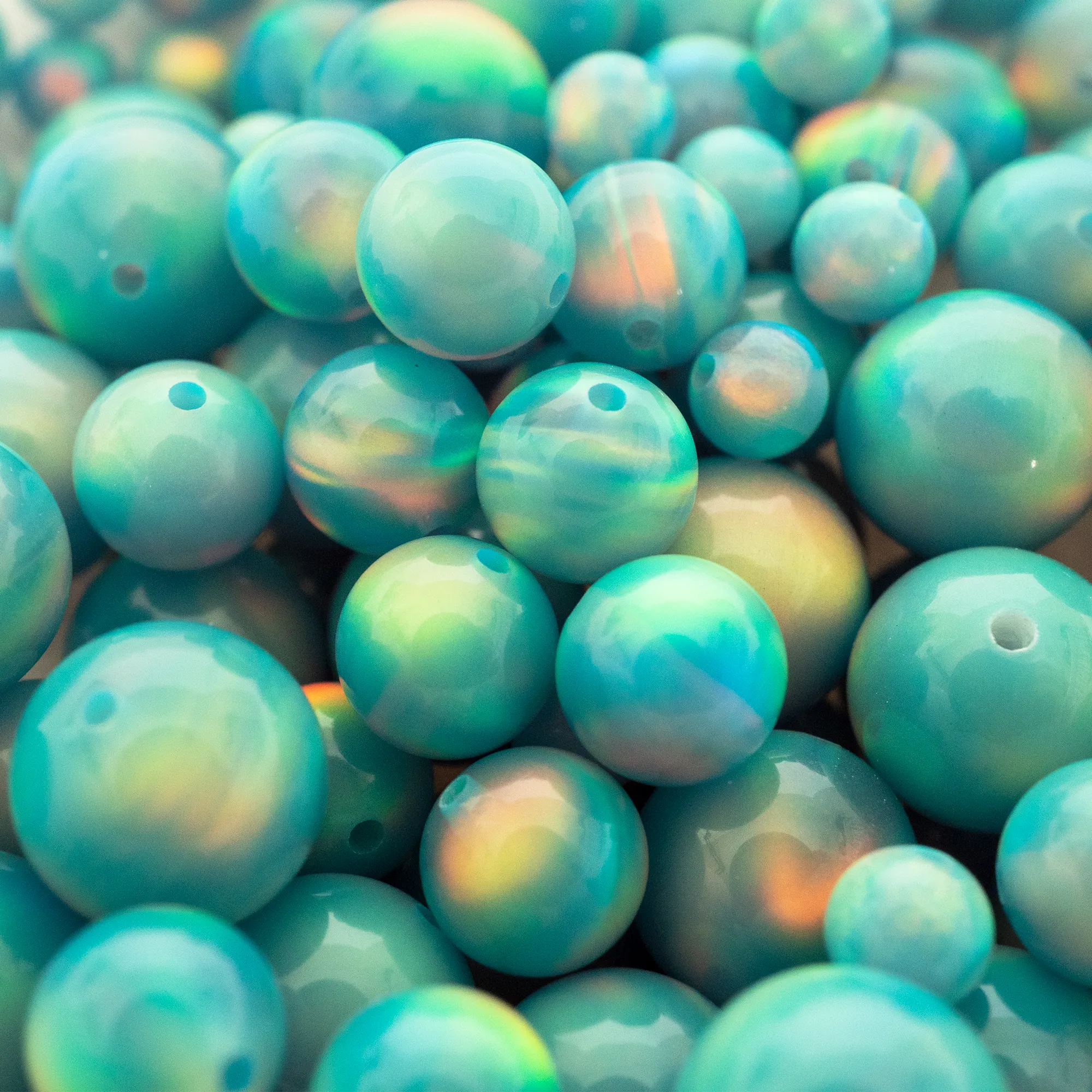 Teal Rainbow Opalescence Craft Beads