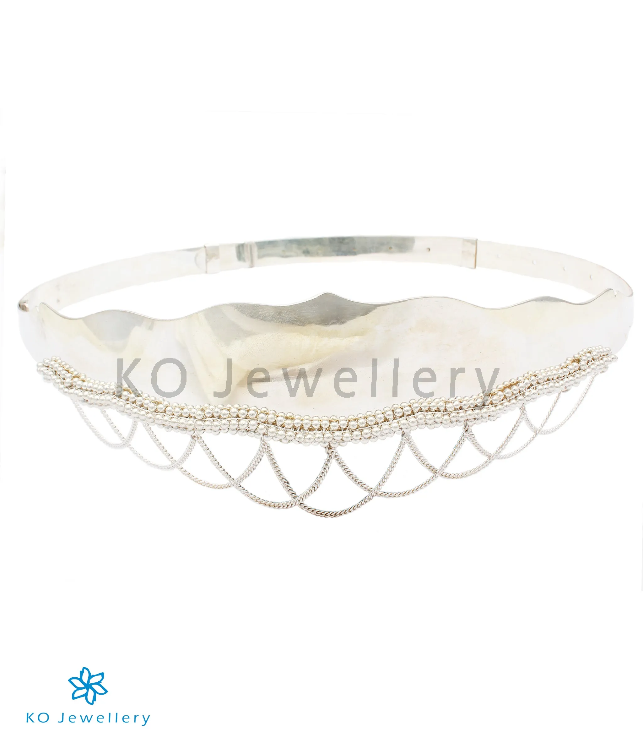 The Prahara Silver Oddiyanam Waist belt (Plain/Bright Silver)
