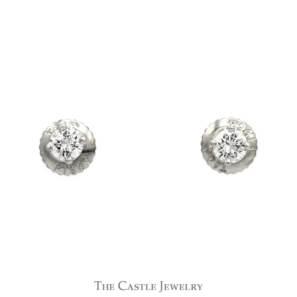 Tiffany & Co Round Diamond Stud Earrings in Platinum Screw Backs