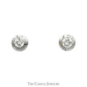 Tiffany & Co Round Diamond Stud Earrings in Platinum Screw Backs