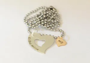 To the Moon Triple Heart and Name Necklace