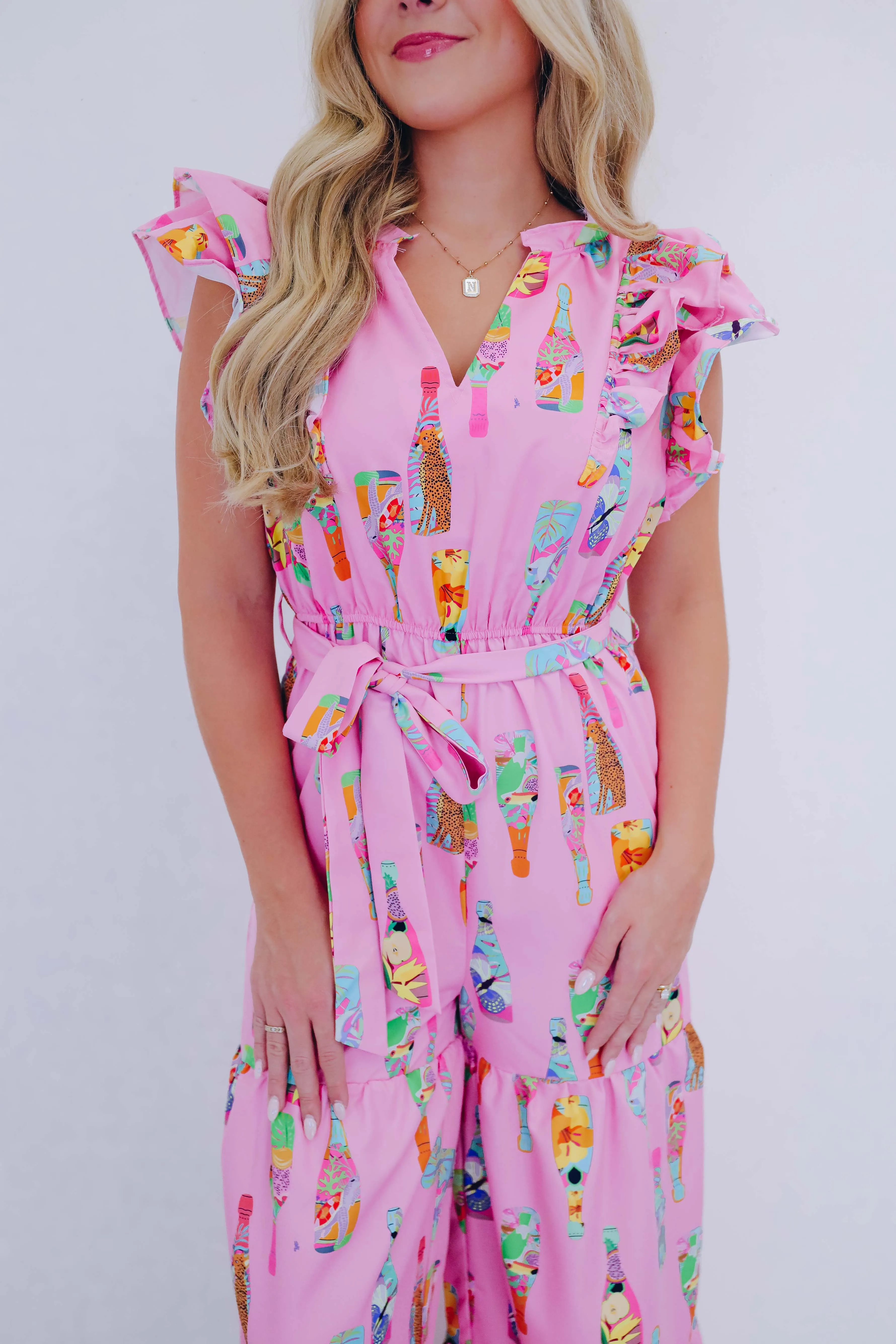 Tropical Print Tiered Wide Leg Jumpsuit - 2 Colors