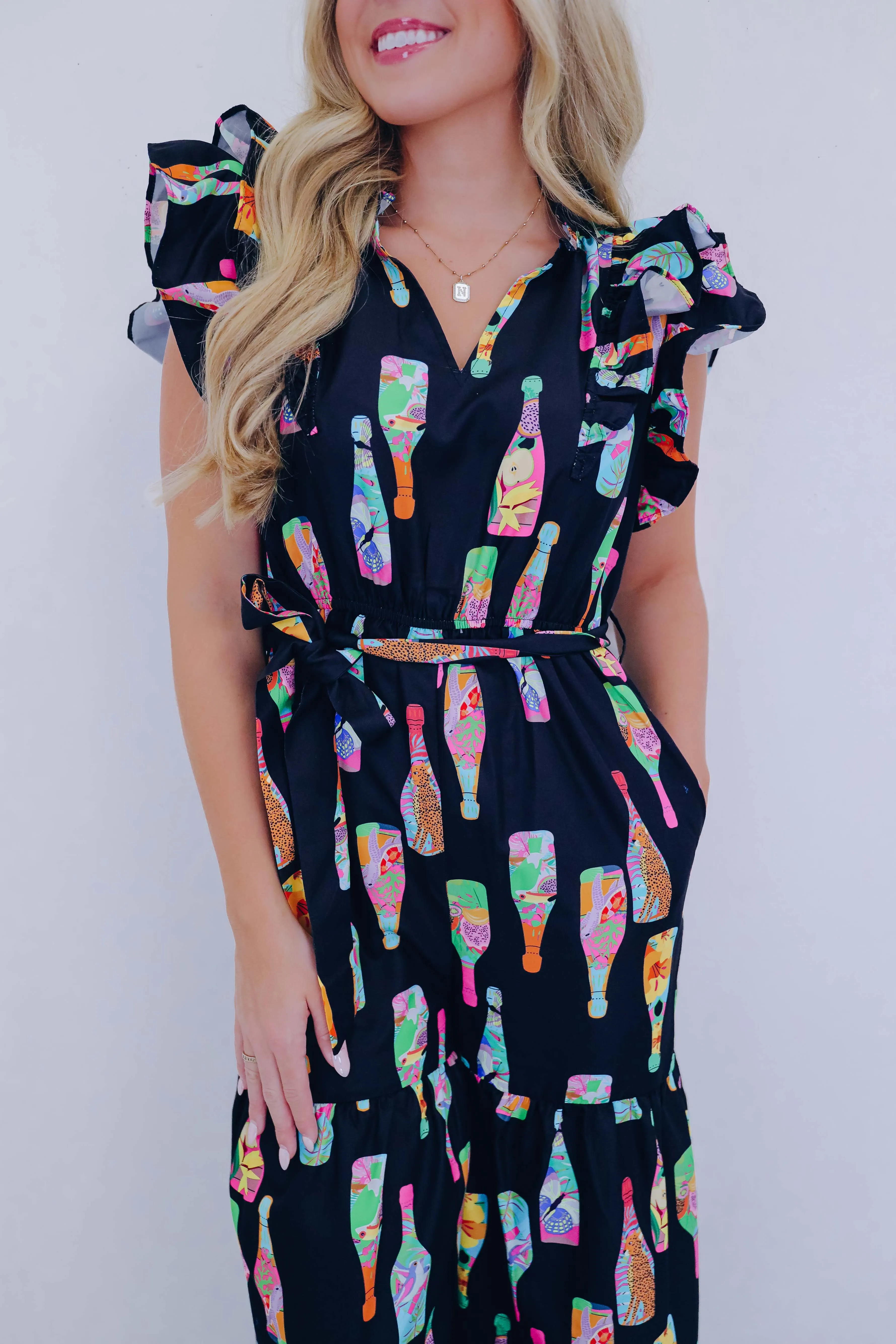 Tropical Print Tiered Wide Leg Jumpsuit - 2 Colors