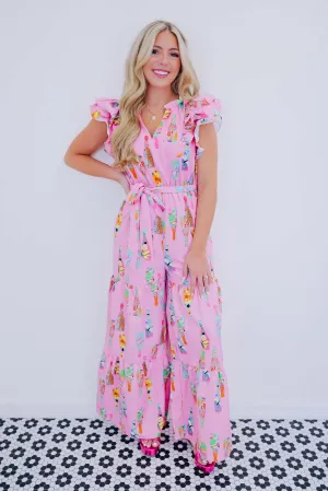 Tropical Print Tiered Wide Leg Jumpsuit - 2 Colors