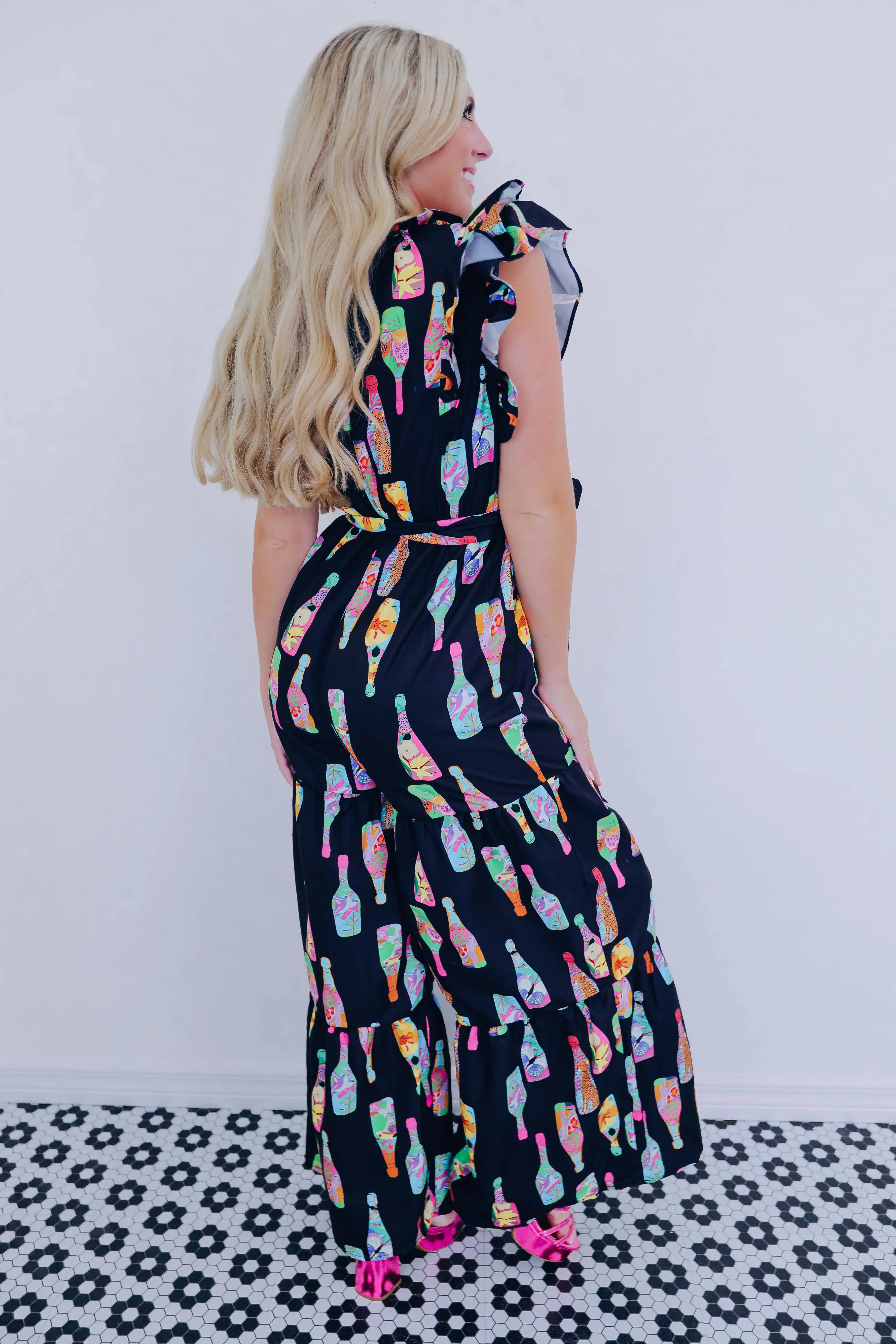 Tropical Print Tiered Wide Leg Jumpsuit - 2 Colors