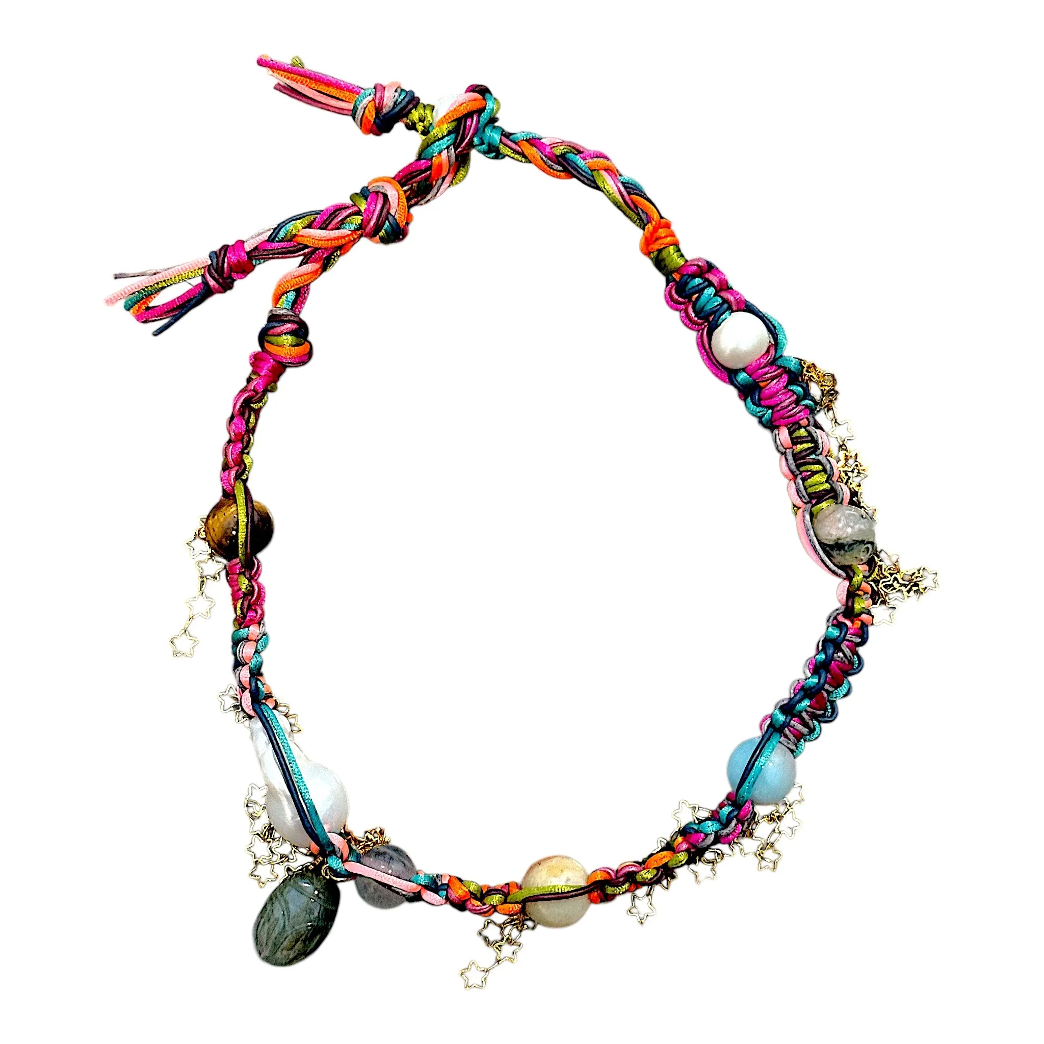 TROPICAL SUNSET LABRADORITE LUCKY GLOW SCARAB ROCKER CHOKER