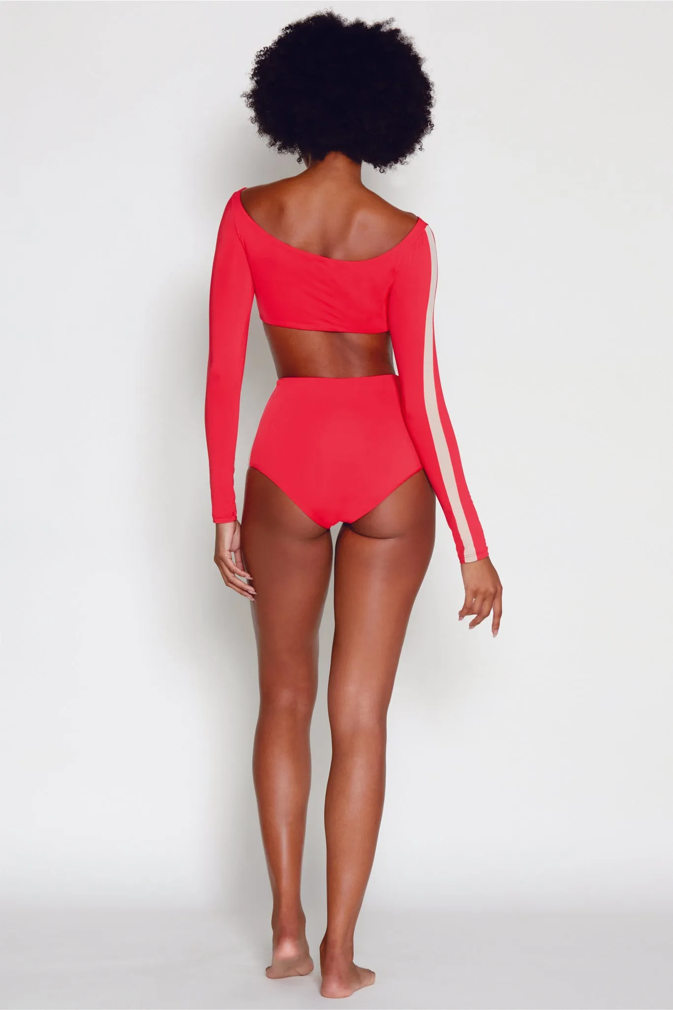 Tuxedo Long Sleeve Bikini w/ High Waist Bottoms