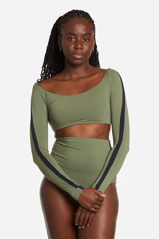Tuxedo Long Sleeve Bikini w/ High Waist Bottoms