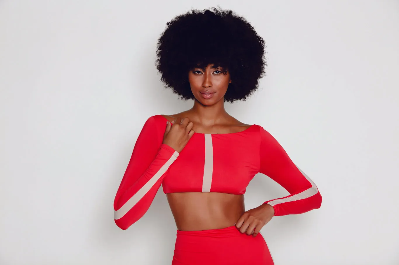 Tuxedo Long Sleeve Bikini w/ High Waist Bottoms