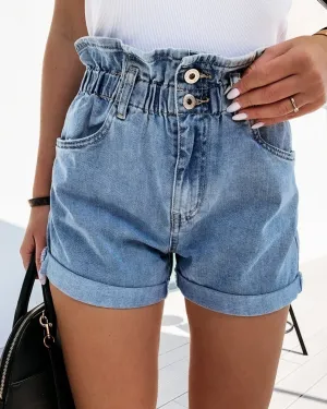 Twice As Fun High Waist Shorts - Blue