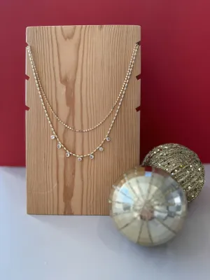 Two Layer Station Stone Charm Necklace