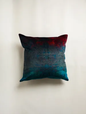 Velvet Indigo Crimson Square Pillow Cover