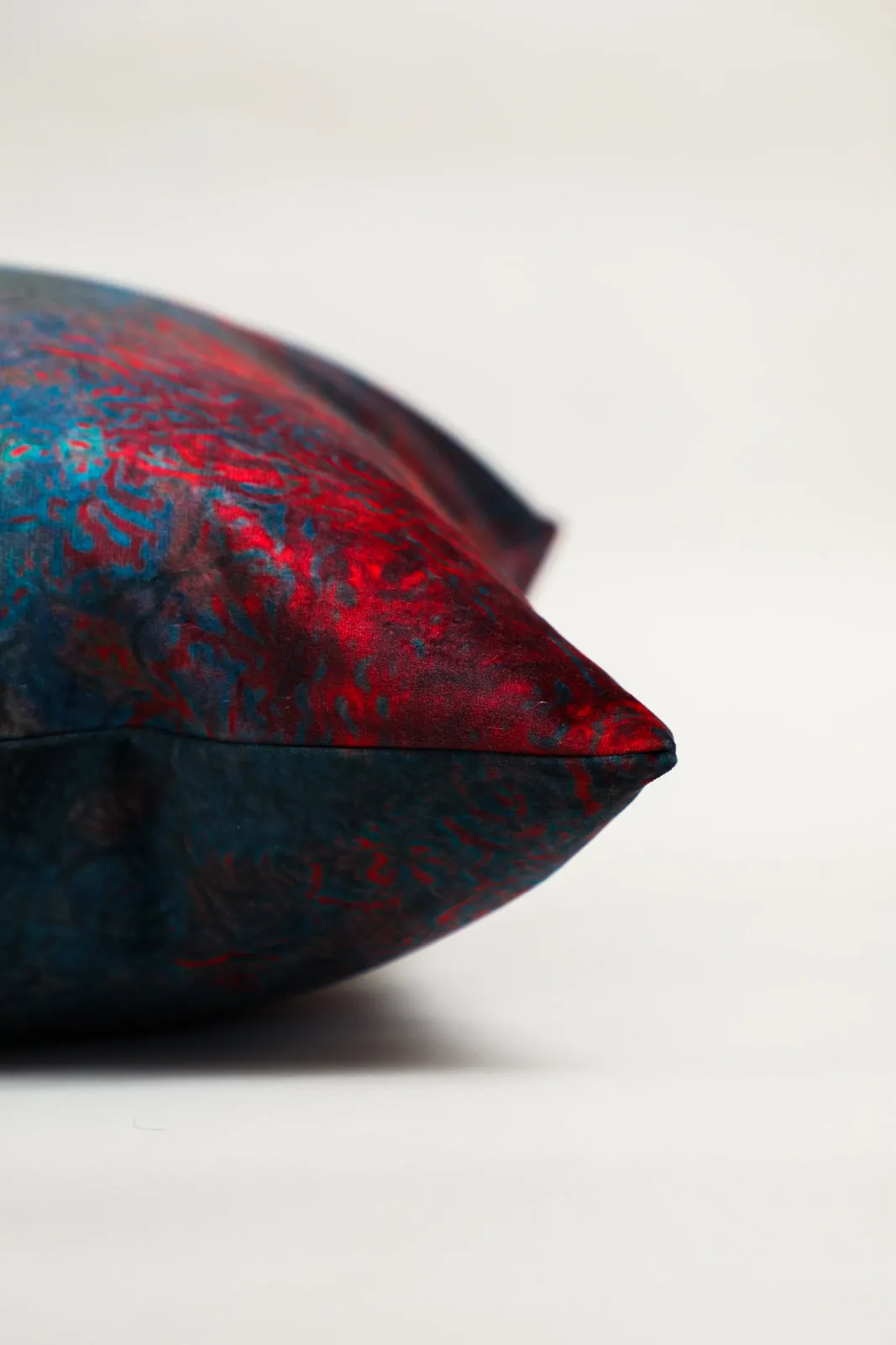 Velvet Indigo Crimson Square Pillow Cover