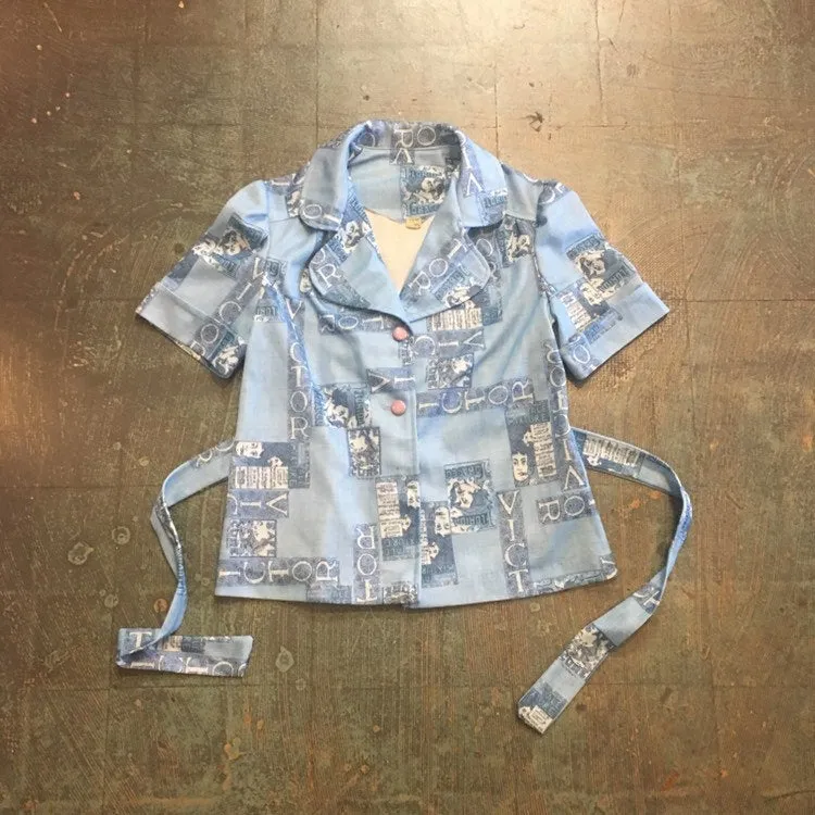 Vintage 60s 70s matching two piece skirt shirt set