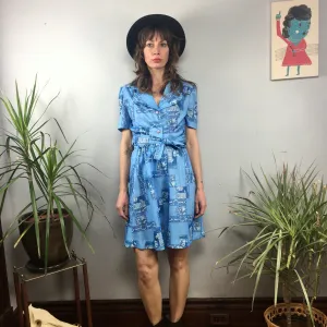Vintage 60s 70s matching two piece skirt shirt set