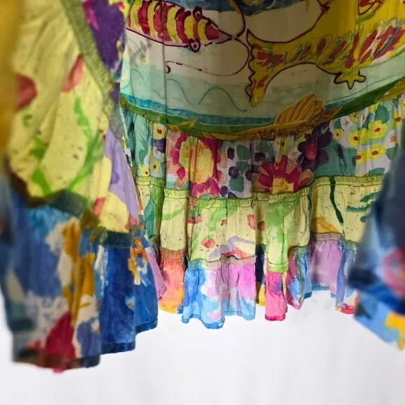 Vintage Jams World Tropical Fish Ocean Print Ruffle Hem Mini Skirt