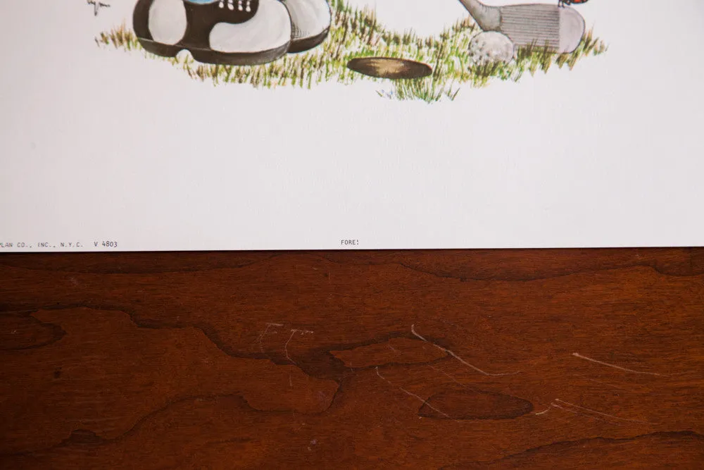 Vintage Little Girl Golfing Lithograph