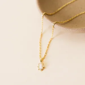 White Opal Rectangle Necklace