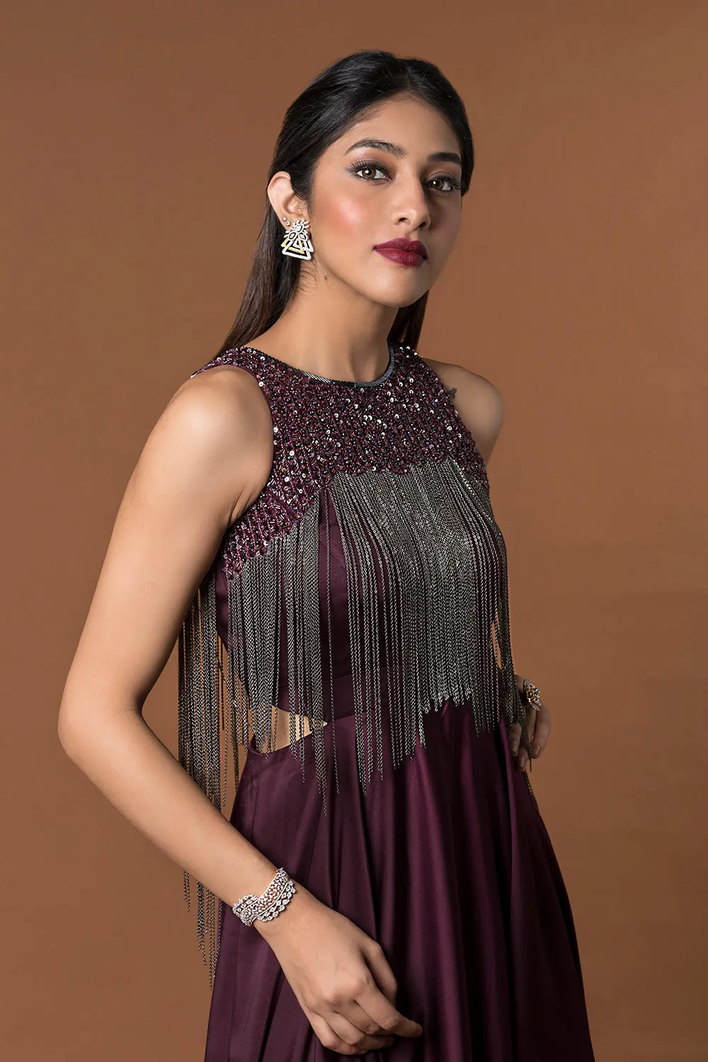Wine Layered Gown