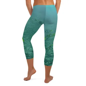 Women's Fitness/Fashion Capri Leggings - All-Over Print - Reef Fish Collection