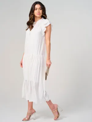 WOMEN'S RUFFLE SLEEVE V-NECK TIERED FLORAL PRINT MAXI DRESS