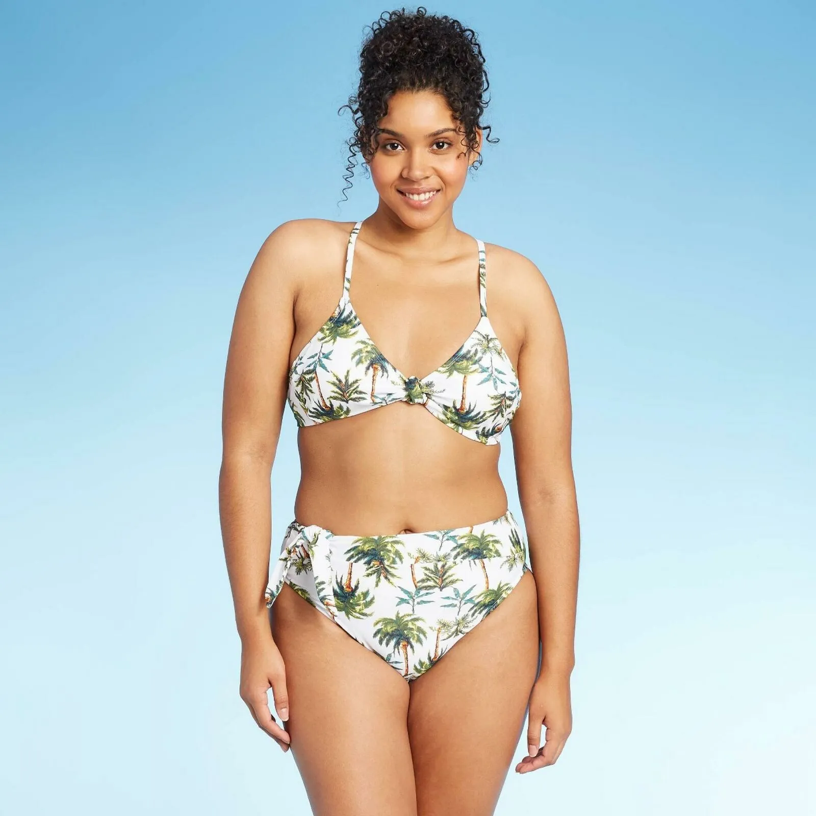 Xhilaration Women's Tie Front High Leg High Waist Bikini Bottom