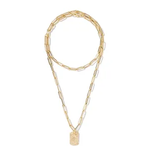 Yellow Curved Pendant on Links Chain Necklace