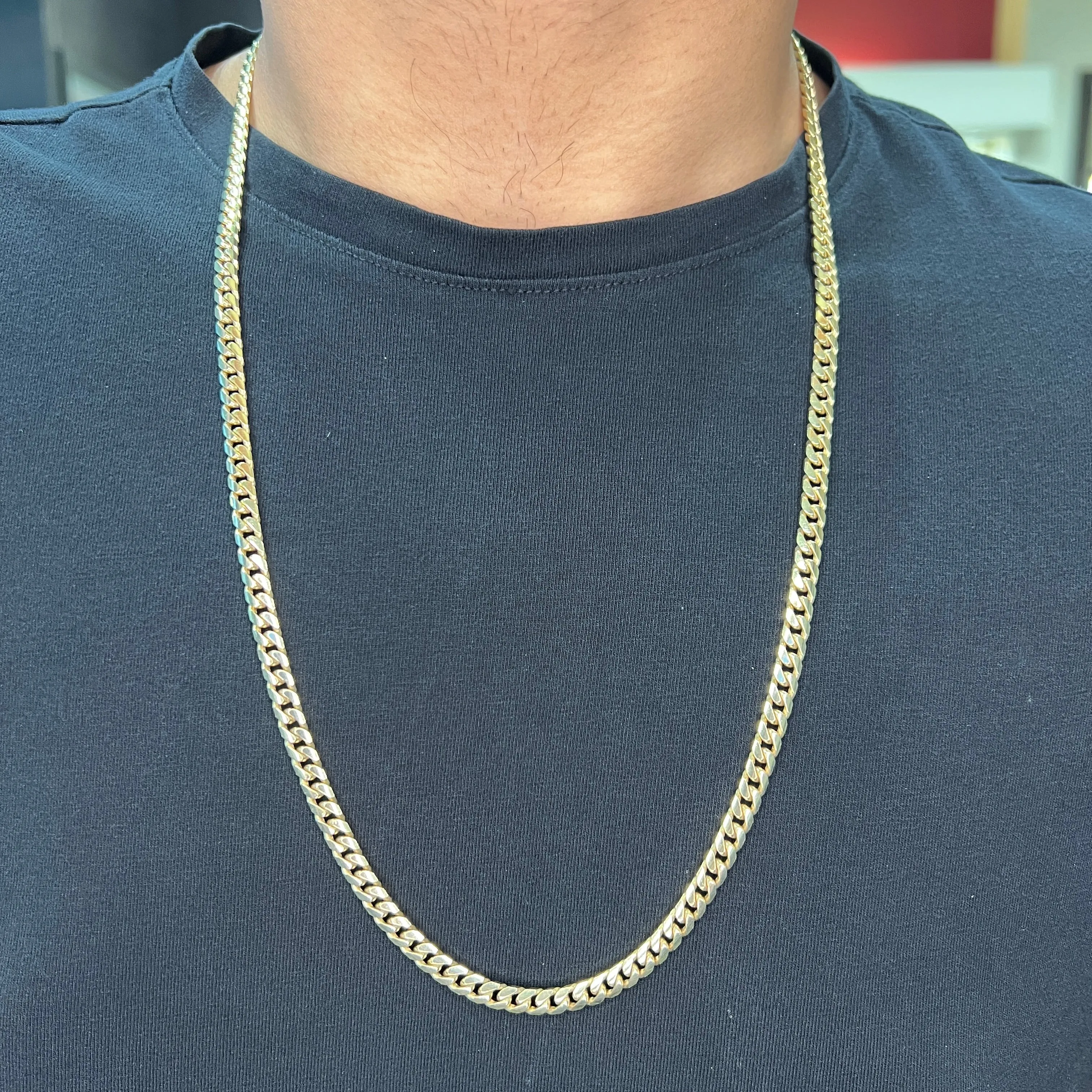 Yellow Gold (5.5mm) Solid Cuban Link Chain (20" - 26")