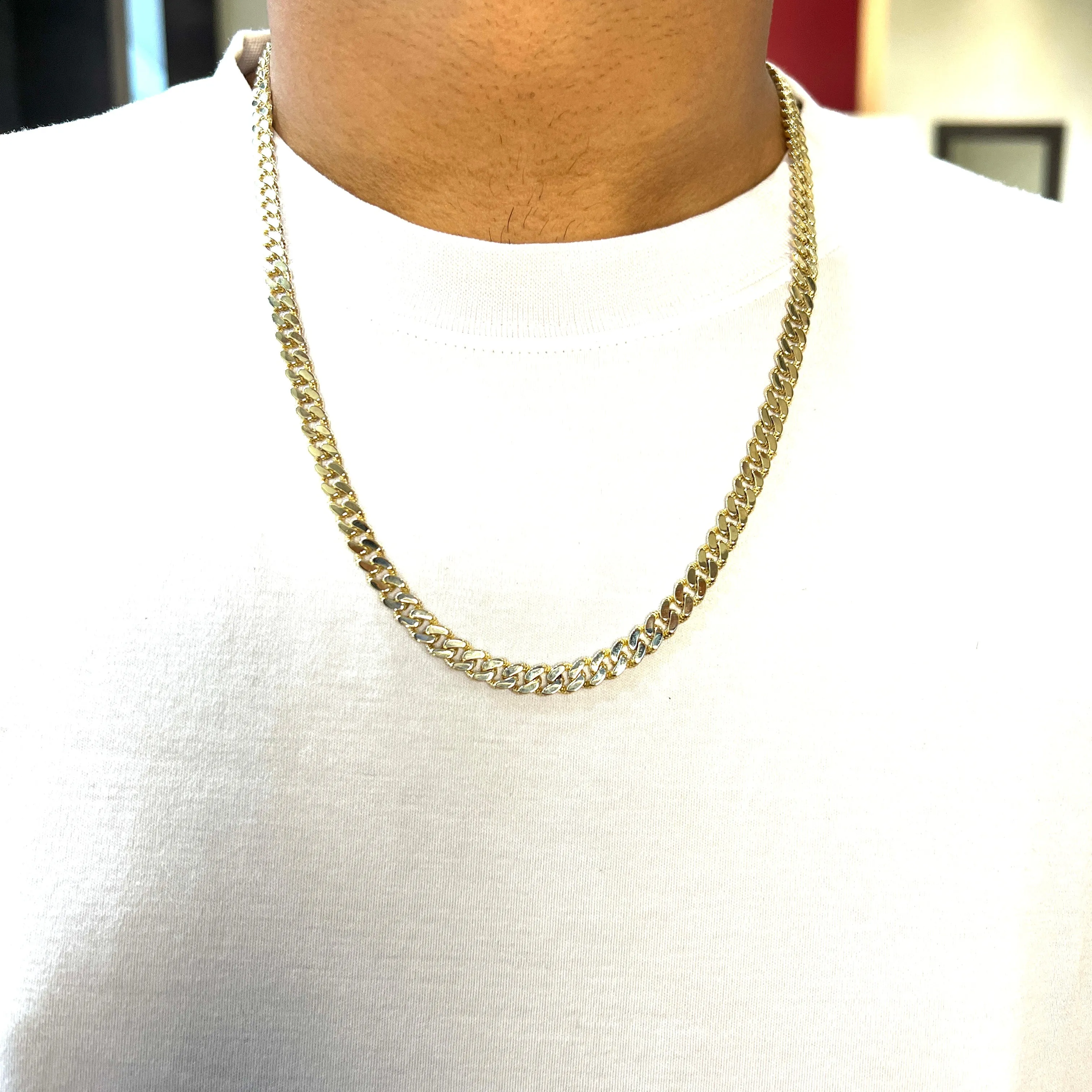 Yellow Gold (5.5mm) Solid Cuban Link Chain (20" - 26")