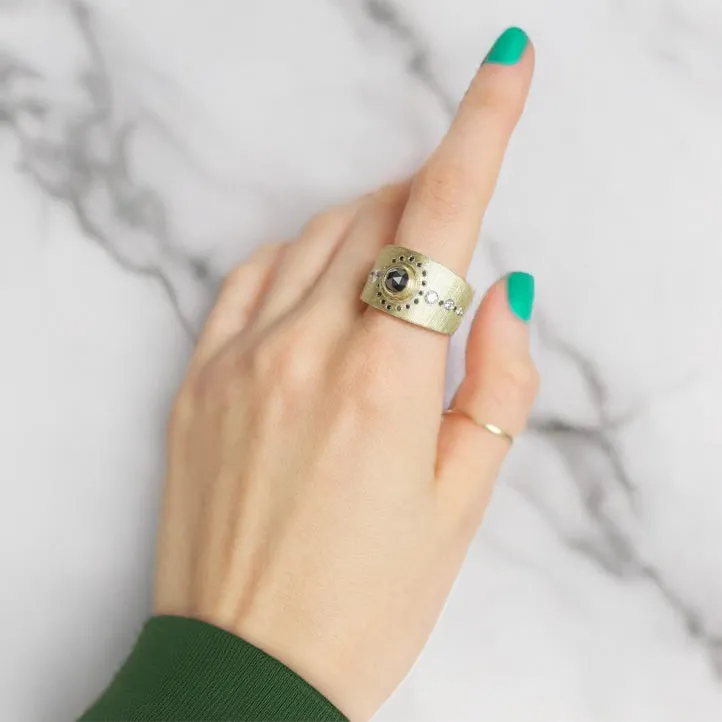 Yellow Gold Black Diamond Band Ring