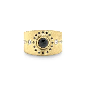Yellow Gold Black Diamond Band Ring