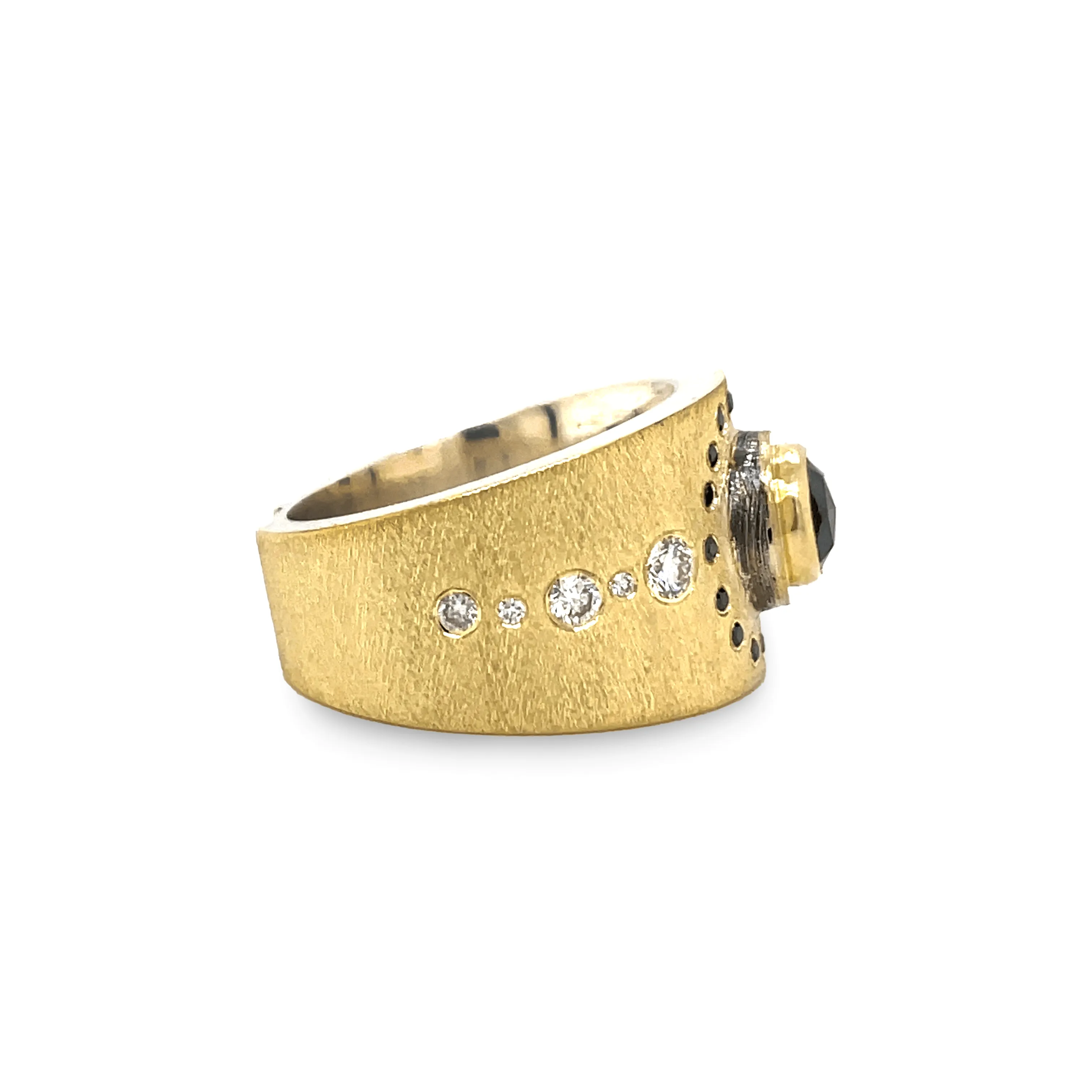 Yellow Gold Black Diamond Band Ring