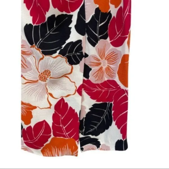 Zara Floral Hibiscus Print Calf Length Pencil Skirt Size Med NWT