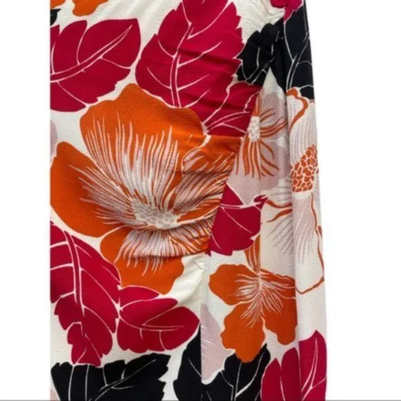 Zara Floral Hibiscus Print Calf Length Pencil Skirt Size Med NWT